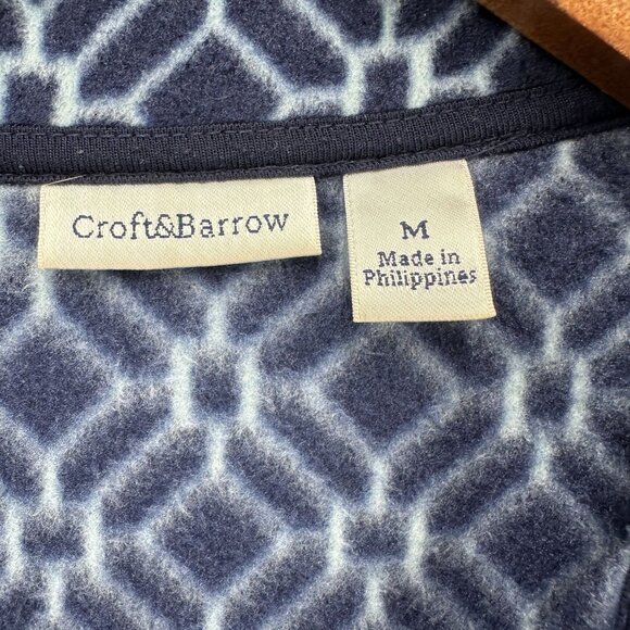 Croft & Barrow Jacket Womens Size Medium Blue Fleece Zip Up Geometric Pockets - Picture 7 of 9